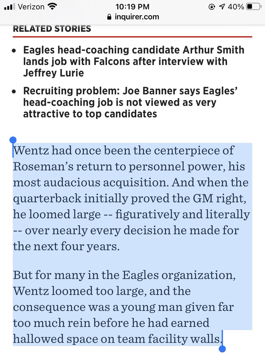 Good reporting on the dysfunction of the eagles. Sad to see but not hard to imagine reading between the lines this season.

inquirer.com/eagles/carson-…