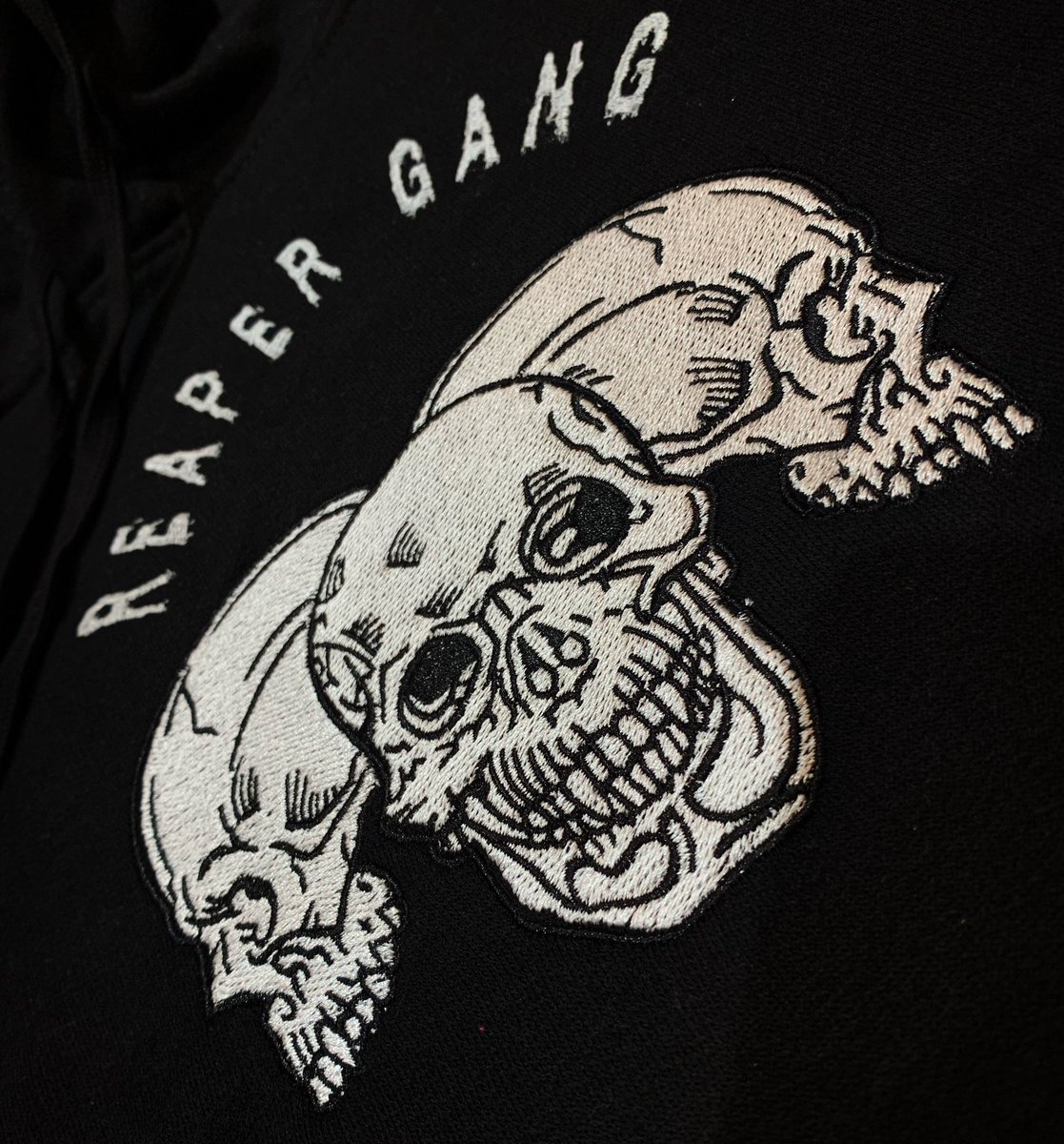 Grimboe's tweet photo. Just dropped new Reaper Gang merch on my website 💀💀🔥🔥 go order your hoodie before they sell out again 👨🏾‍💻📦🛫 #Reaperz https://t.co/6tdwtBxPwP