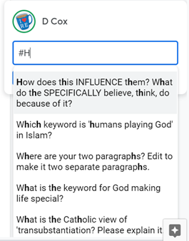 ...type the # key and your comments will appear below.Start typing the beginning of the comment you know you have in your comment bank and comments will appear that have those letters in.Select the comment you want