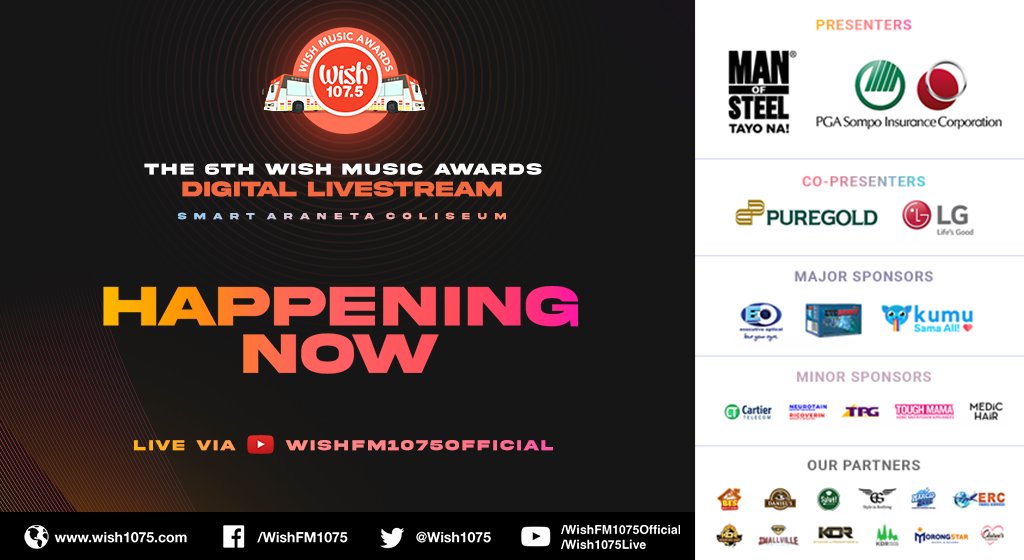 wish1075's tweet photo. The 6th #WishMusicAwards Digital Livestream starts now!

Watch it now via Wish 107.5's YouTube channel: https://t.co/kLdgW6g15g

Happy watching, Wishers! https://t.co/oobhUGJGpk