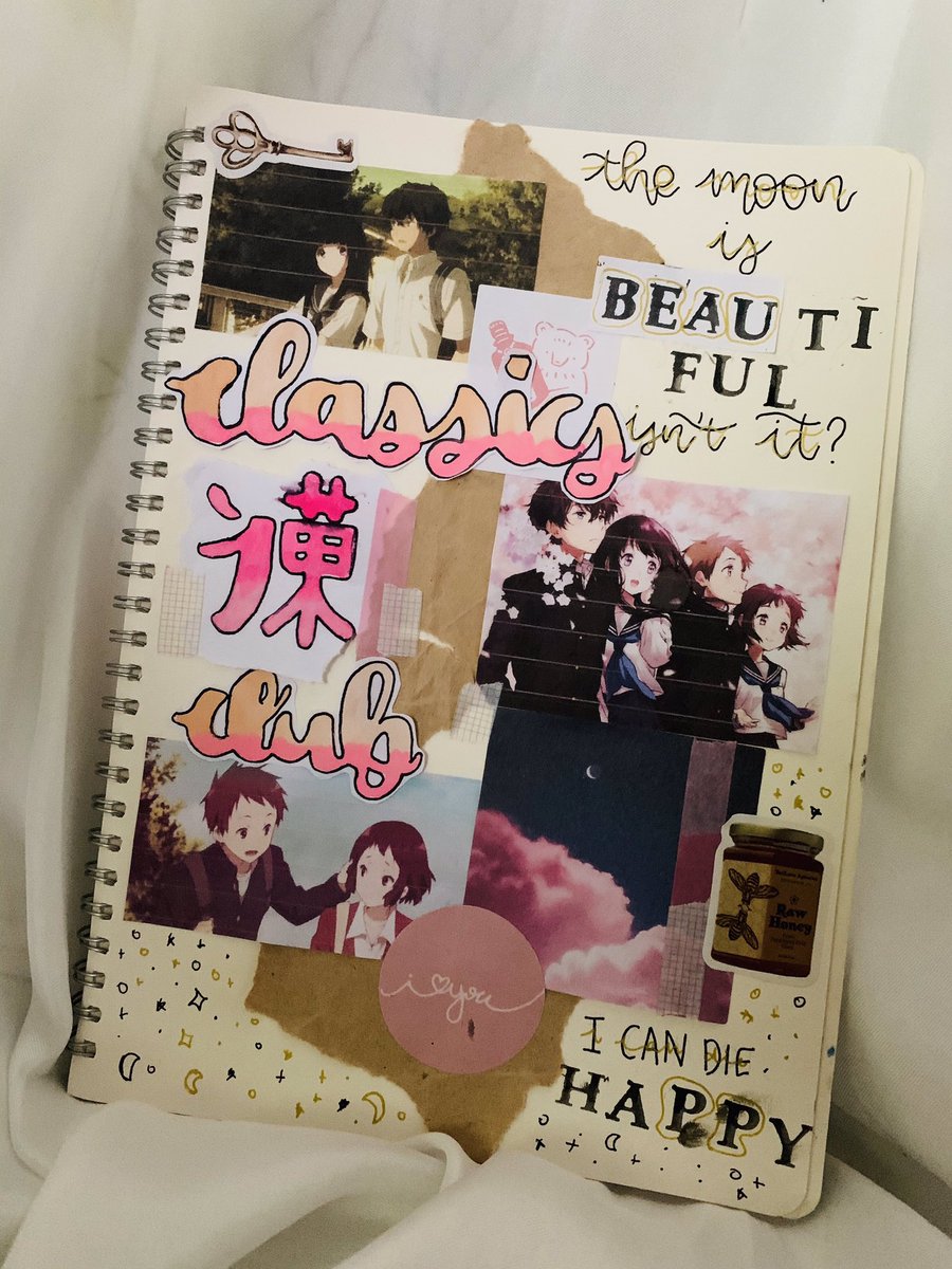 namoonjournals's tweet photo. Hello! I’m back again with another spread, this time it’s a detective (but chill) anime called: Hyouka! 
.
.
.
.
#hyouka #orekihoutarou #chitandaeru #fukubesatoshi #ibaramayaka #detective #pink #anime #icecream #sweet #kpop #aesthetic https://t.co/zFmoxPns3W
