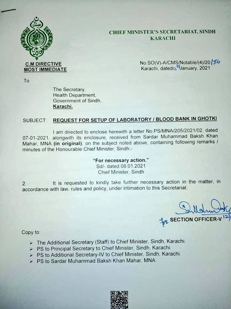 After untiring efforts of #PPP MNA Chief Sardar Muhammad Bux Khan Mahar CM Sindh Syed <a href="/MuradAliShahPPP/">Murad Ali Shah</a> Directed the Concenred authorities &amp; Approved Jinnah Sindh Medical University Campus in Ghotki and also Approved Funds for the setup of Blood Bank &amp; JSMU's Laboratory in Ghotki.