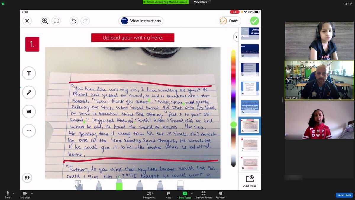 After using <a href="/Seesaw/">Seesaw</a> to upload our writing (that included speech) we took samples of <a href="/BSAKyear5/">BSAK Year 5</a> work and identified the key features. Recording the discussion to look back on, children then went into @zoom_us breakout rooms to discuss if their work met the criteria!