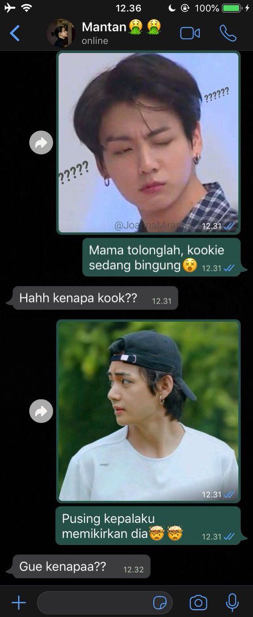 taekookiesst_'s tweet photo. 😱 TAEKOOK ONE TWEET AU 😱

Kookie iseng prank chat yang lagi trending di tiktok ke mantannya😌 https://t.co/Eyg0gUVGRm