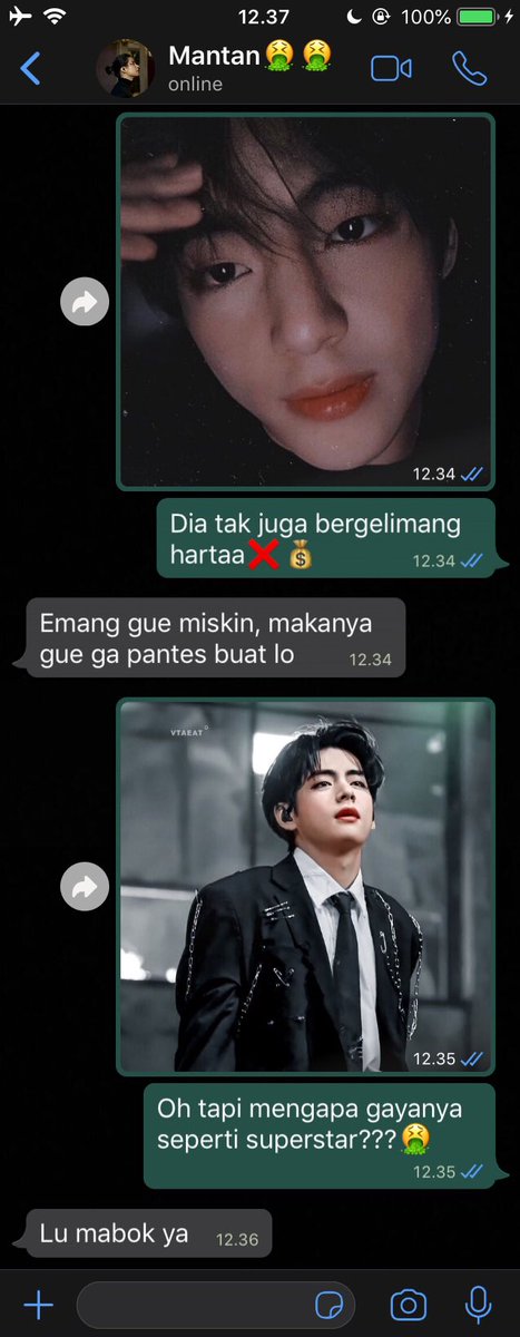 taekookiesst_'s tweet photo. 😱 TAEKOOK ONE TWEET AU 😱

Kookie iseng prank chat yang lagi trending di tiktok ke mantannya😌 https://t.co/Eyg0gUVGRm