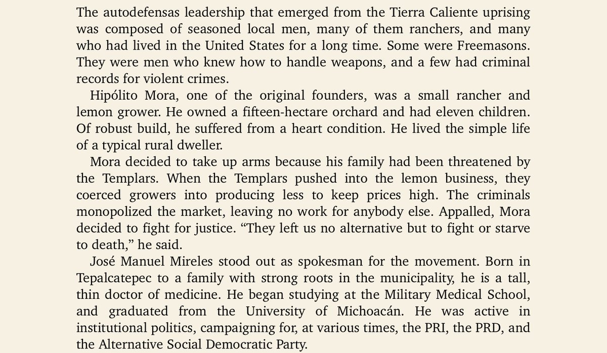 "... governments played vacillating and contradictory roles.""The autodefensas leadership that emerged from the Tierra Caliente uprising ..." 