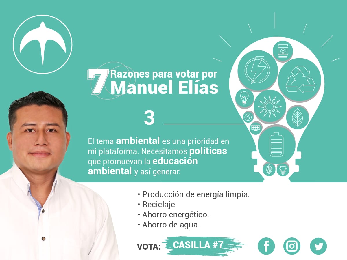 ManuElias7_'s tweet photo. Les comparto los ejes de mi propuesta en el área ambiental, la cual ejecutaremos por medio de una buena legislación. https://t.co/Aon1ps32sk