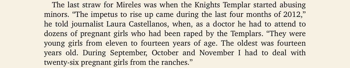 Now, with a little background out the way, I'll mention what sticks out to me about the AP article. “They have disappeared a lot of people, a lot, and young girls, too,”Mireles says in book one reason for rising up to him was Templars were raping and impregnating young girls.