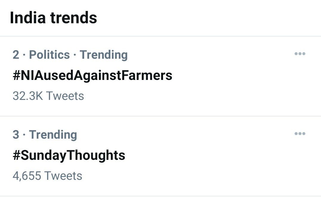 kisanektamorcha's tweet photo. #NIAusedAgainstFarmers is the hashtag for today and currently trending on number 2, Use and spread this to maximum https://t.co/1LAg4WnYl0