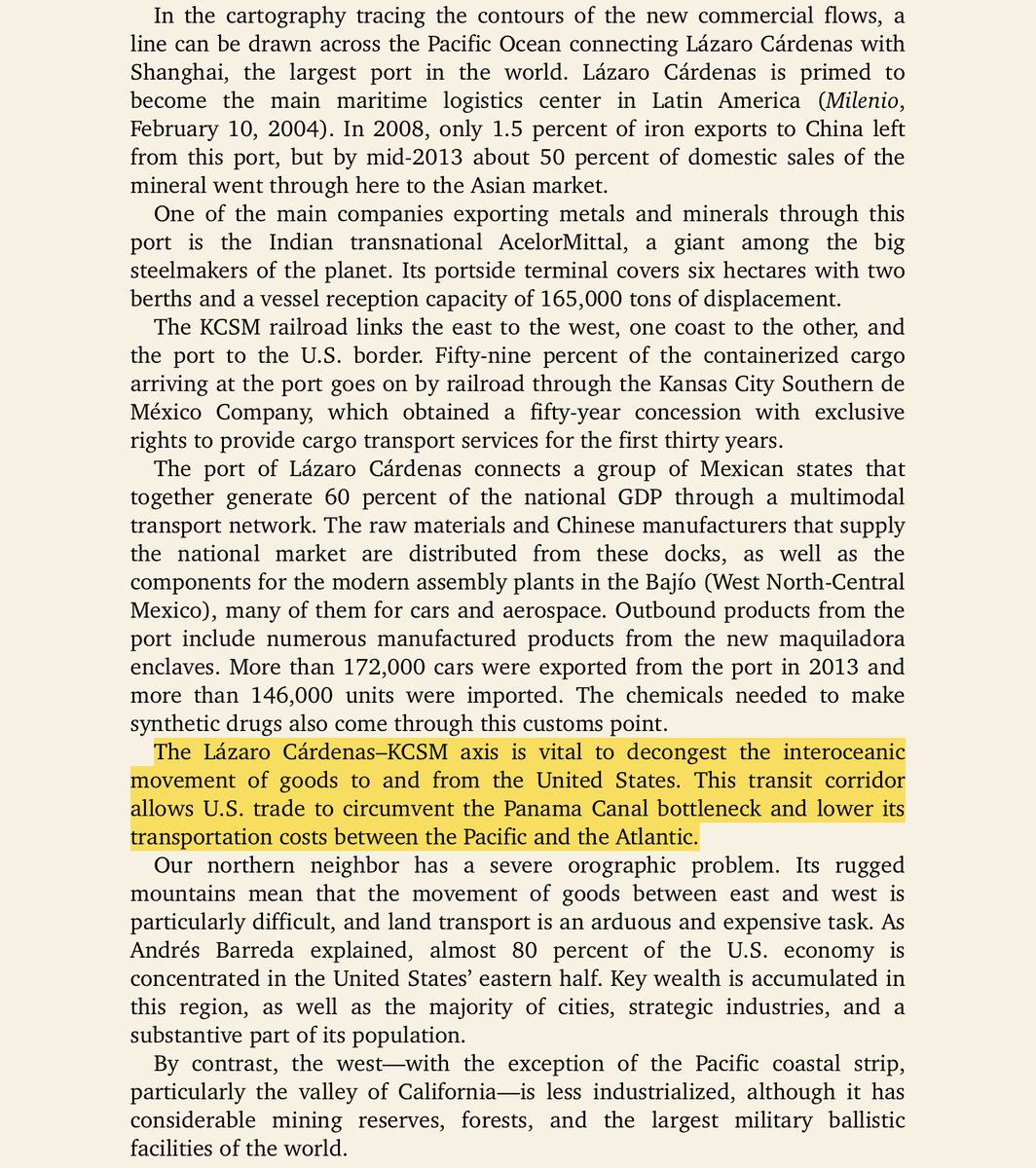 At the bottom you have Lázaro Cárdenas. The port Knights Templars exploited for years and made millions upon millions of dollars. That port exports a *massive* amount of iron to China. It's also vital to USA.