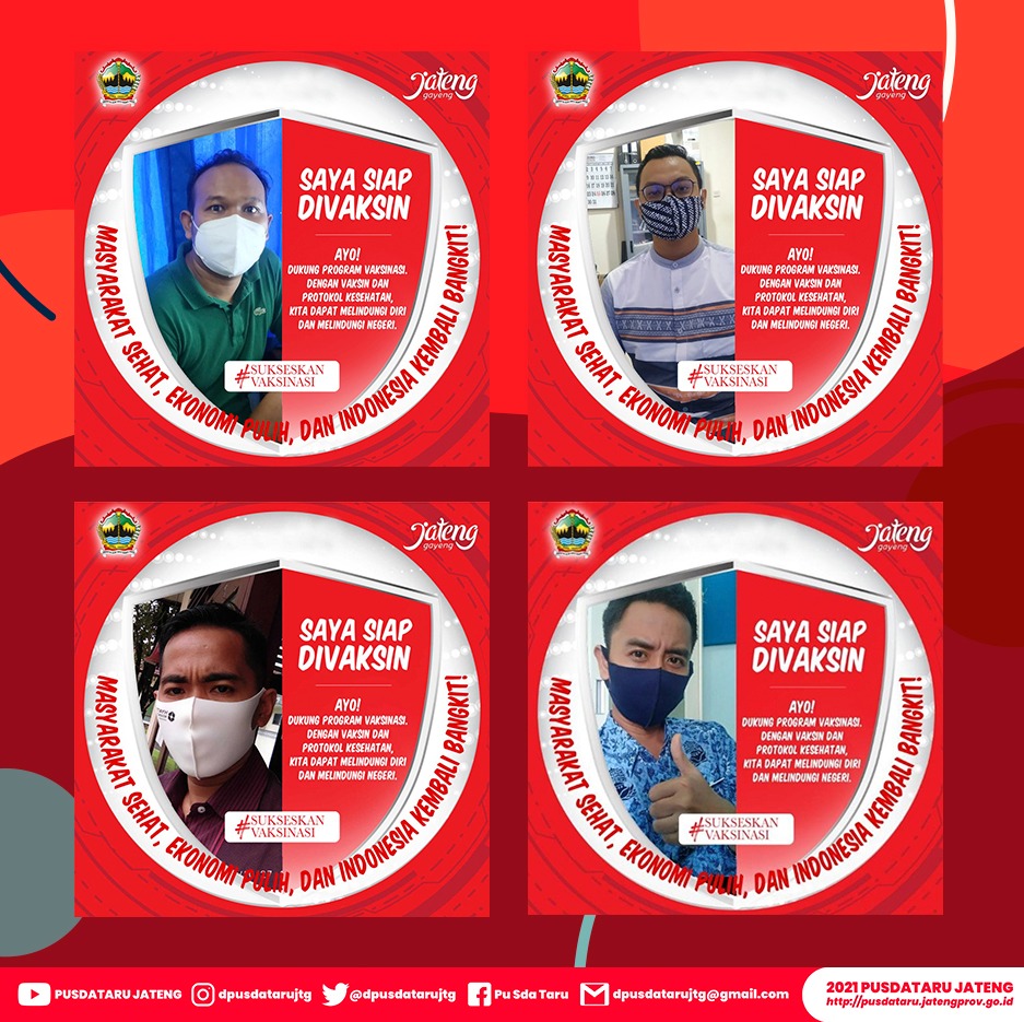 Admin Medsos #dpusdatarujtg
<a href="/bpsdapc/">BALAI PSDA PEMALI COMAL</a>
@balaibodrikuto 
<a href="/psdaseluna/">Balai PSDA Seluna #JatengGayeng</a>
<a href="/psda_solo/">BPSDA Bengawan Solo</a>
<a href="/bpsdaprobolo/">Balai PSDA Probolo #probolo</a>
<a href="/bpsda_sc/">Balai PSDA Serayu Serayu Citanduy #JatengGayeng</a>
Siap di Vaksin untuk Indonesia Lebih Sehat.

"Jaga Diri Jaga Keluarga Jaga Negara"

#JatengGayeng
#VaksinasiDimulai 
#VaksinasiMelawanPandemi