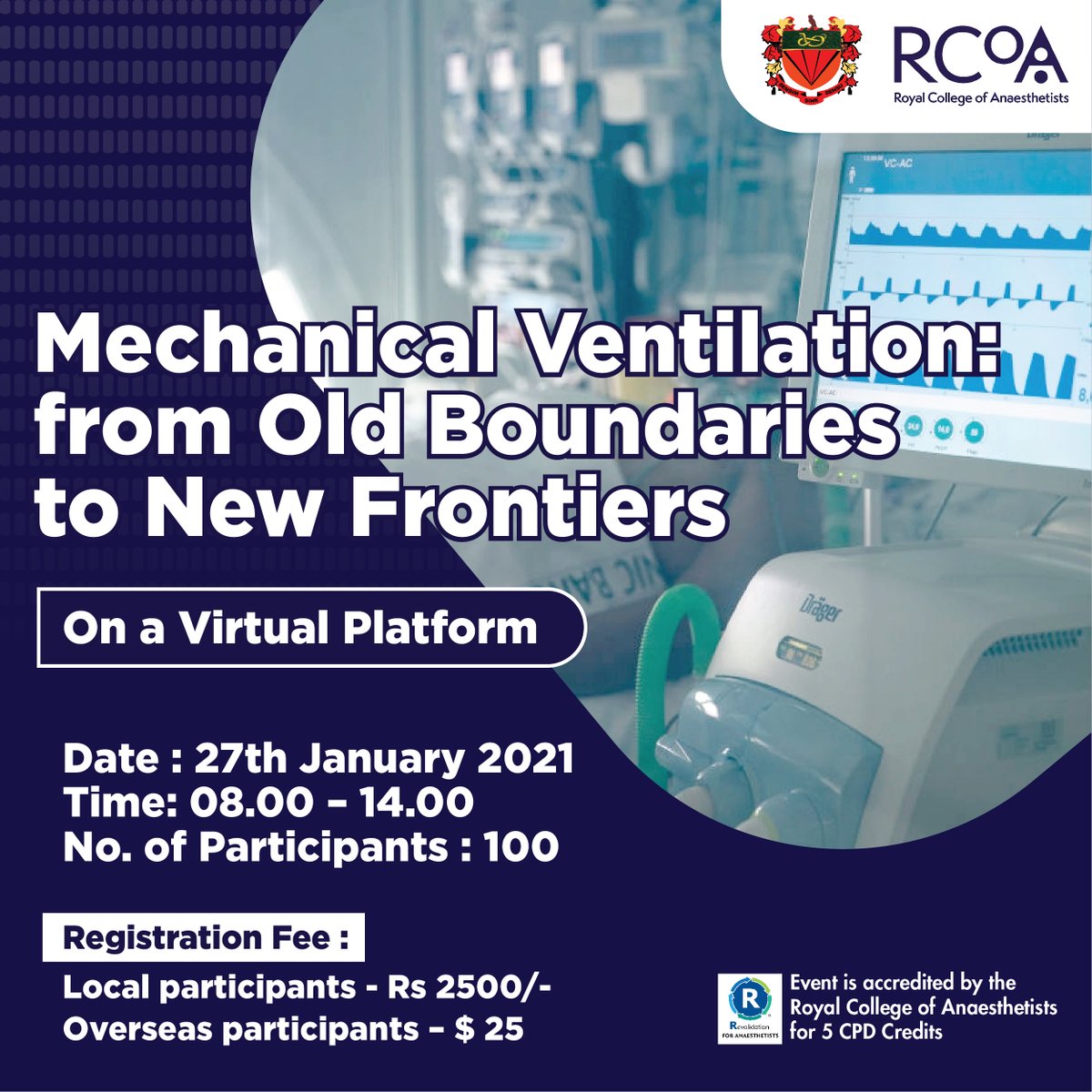 37th Annual Academic Congress 2021 of College of #Anaesthesiologists &amp; Intensivists of #SriLanka - Post congress workshops #HumanErrors #Mechanicalventilation #LowFlowAnaesthesia #ObstetricAnaesthesia
anaesthesia.lk/overseas-regis…