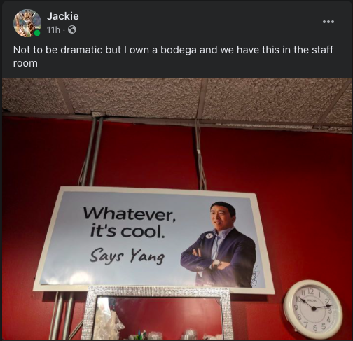 SaysYang's tweet photo. Found hanging in a bodega. Or deli. Whatever, it's cool. #SaysYang #bodegagate https://t.co/CWGhKgBWqz