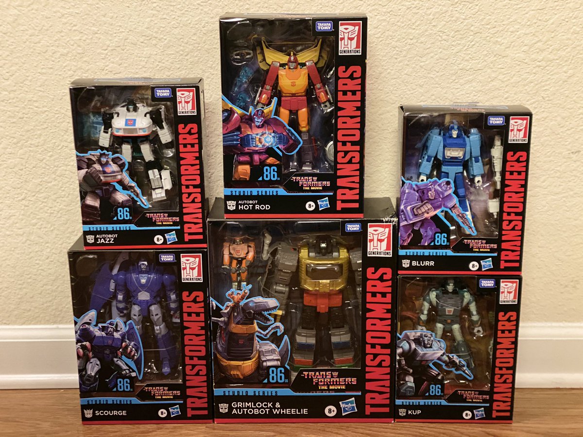 tf_basement's tweet photo. TRANSFORMERS STUDIO SERIES 86 PACK JAZZ, SCOURGE, HOT ROD, GRIMLOCK AND AUTOBOT WHEELIE, BLURR, KUP #transformers86 #Collectibles #actionfigure #CollectorsHelpingCollectors #jazz #grimlockandwheelie #scourge #hotrod #blurr #kup #toystore #transformerstudioseries https://t.co/dnqZMv8i2K