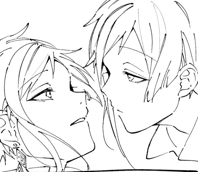 反転しながら描いてると結構な確率でこういう事故が起こる…
ジェの髪型直すけど、これはこれで可愛く描けたから供養🙏 