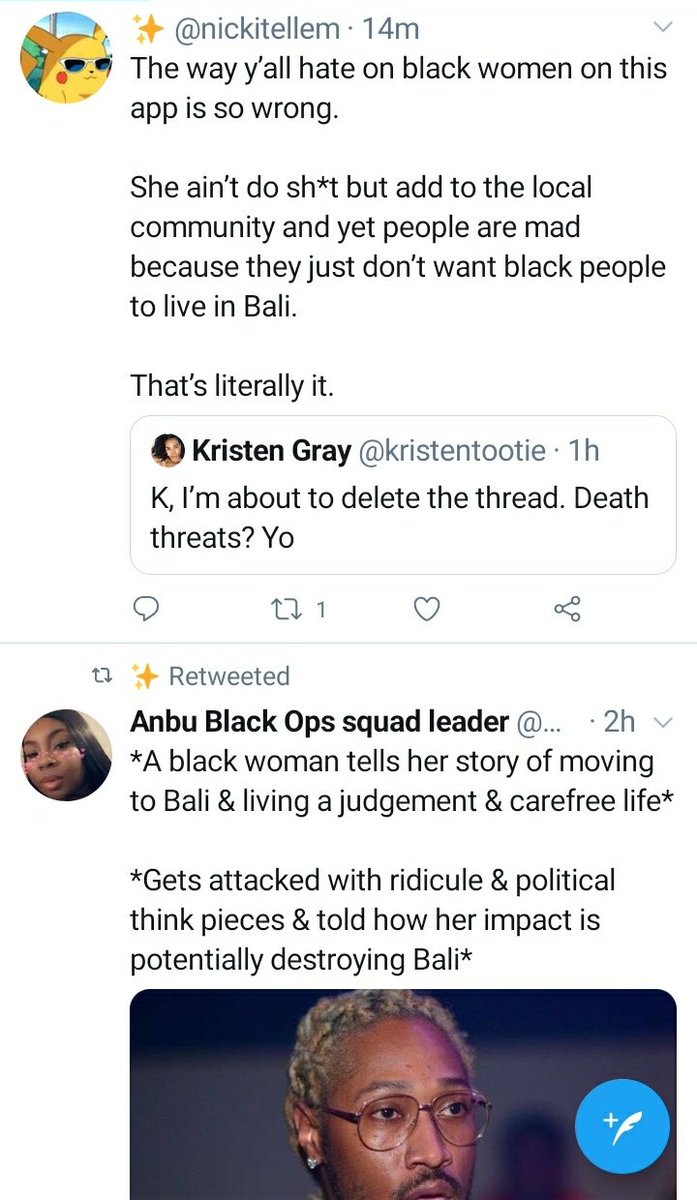bambiplushie's tweet photo. do you not understand that we're hating not because theyre Black but because theyre gentrifying bali with their usd 😭 https://t.co/O6ZdZ68Xbl