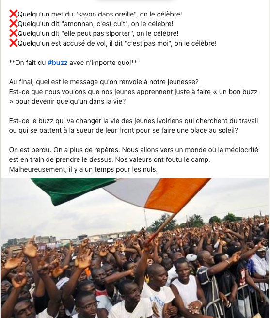 FBIyay's tweet photo. Le culte des #fakebuzz ou de la médiocrité

Les Ivoiriens sont trop légers sur les bords [de la lagune Ébrié]. On profite des fioritures pour faire parler de notre pays sur Internet. En quoi cela profite à la Côte d’Ivoire? https://t.co/PB3XNR3Hs7 https://t.co/Vaoob677TO