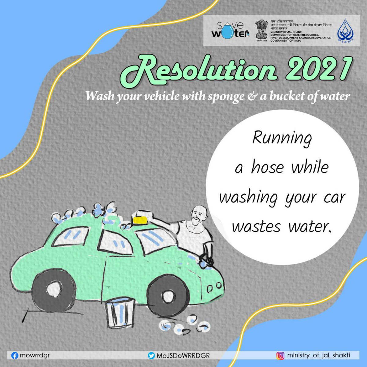 DoWRRDGR_MoJS's tweet photo. #Pledge2SaveWater Stop using water hose to wash your vehicles. USE A BUCKET & SPONGE 🪣 🧽
#Happy2021 #SaveWater #Resolution2021 https://t.co/fKd7vyBu1F