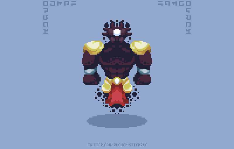 AlchemistTemple's tweet photo. Abyss Golem - Friend or Foe?

#screenshotsaturday #pixelart #indiegames #indiedev https://t.co/apIjACPzqq