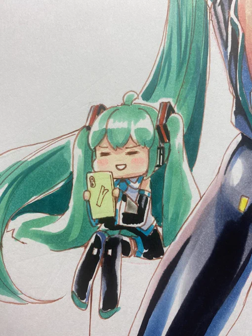 390年ぶりに初音ミクさんをお絵描き!!¶(⁄=˅̮=∖)⁋ 