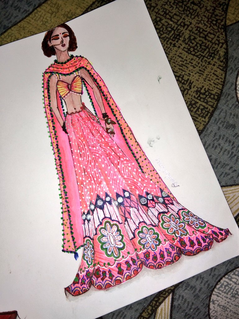 Beautiful Indian bridal wear fashion illustration in process work designed    Fashion illustration sketches dresses Dress design sketches Fashion design  sketches