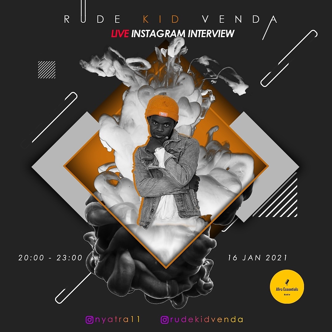 AfroEssentialZA's tweet photo. Tonight on #AfroEssentialsRadio 🎙 we got the "freestyle god" @rudekidVenda in the building, please make sure to don't miss this exclusive interview from 20:00 - 23:00 CAT #CallYourMother #BussItChallenge #euphonik https://t.co/YE8LDsUpZK