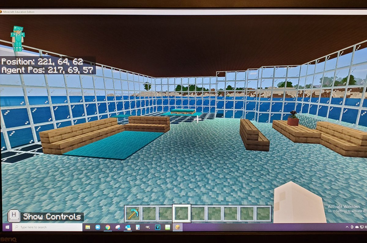 SweetScholars's tweet photo. I've always wanted to build a house on the water (with glass floors/walls) and a cabin in the woods! Thanks, @Minecraft EDU! Best way to learn to play Minecraft is to play Minecraft! #GradingCanWait #CreativeMode #GameOn #5HoursLater #TeacherGamer @FalconsAvalon https://t.co/yFE8fnZUYH