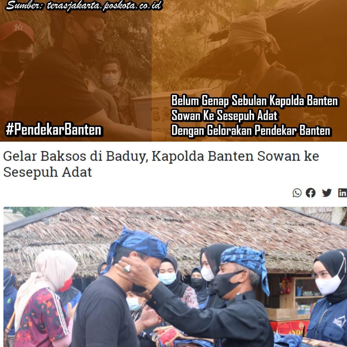 dwiningtyyasPSP's tweet photo. Irjen Pol Dr. Rudy Heriyanto Sowan ke Sesepuh Adat dengan Gelorakan Pendekar Banten "Polisi yang Empati, Ngayomi, dan Dekat dengan Rakyat Banten"

#BhayangkaraHarapan
#tangerangkabtujuh
#SowanSesepuh
#PendekarBanten https://t.co/0sOArdOeUn