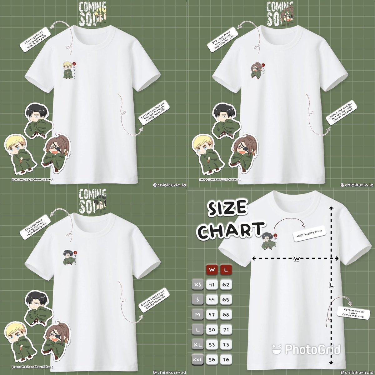 chibikurin_id's tweet photo. RT's are appreciated (●’◡’●)ﾉ
ATTACK ON TITAN SERIES 
PRE ORDER (20-24 jan)

Available merch :
• Sweater
• T-shirt
• Keychain

Available characters : 
• Erwin Smith
• Hange Zoe
• Levi Ackerman

Order thru dm ig / shopee

#aot #levi #erwin #hange https://t.co/06zov5FodG