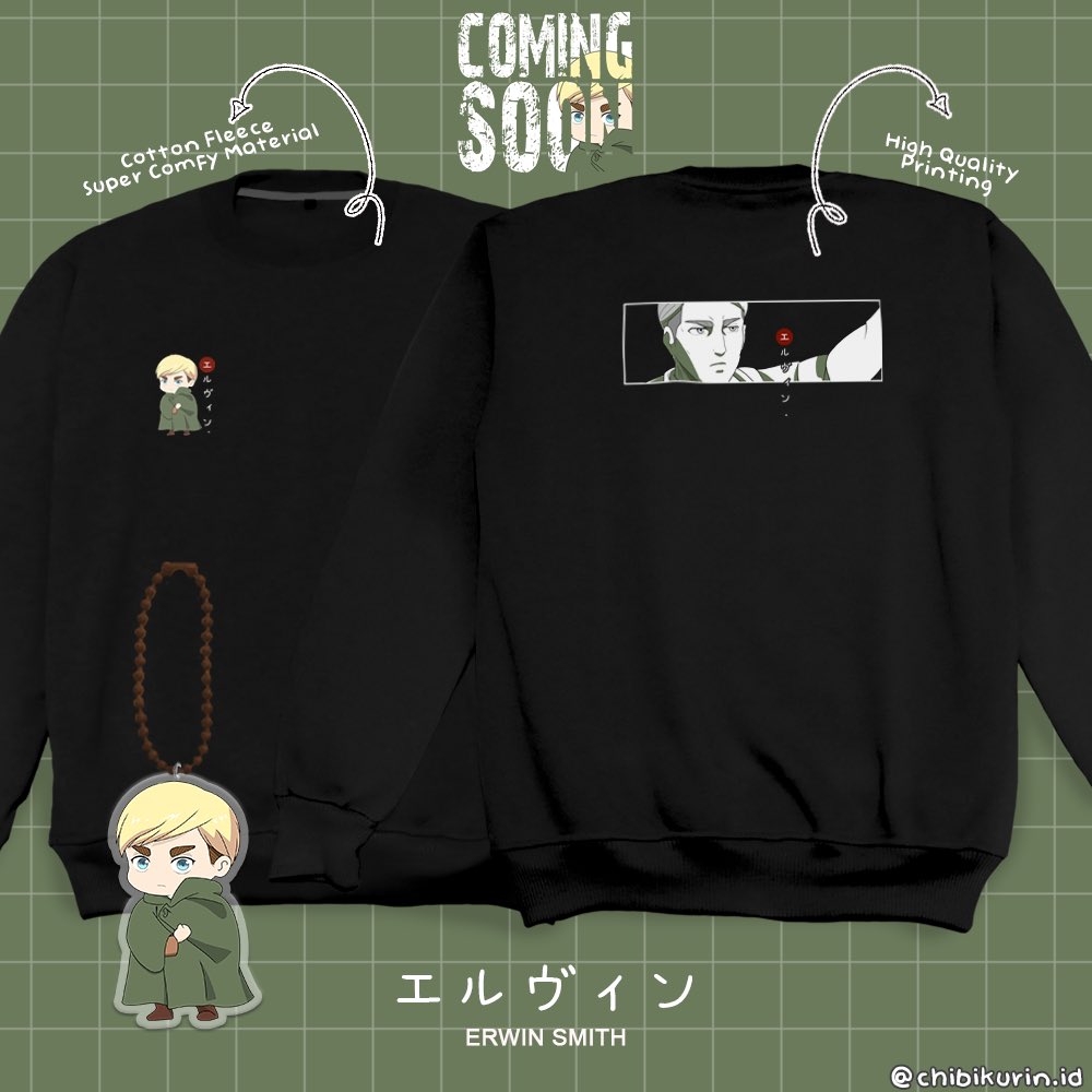 chibikurin_id's tweet photo. 1. SWEATER 
•colour : black
•material : cotton fleece 
•sablon : dtg high quality print
•size : M L XL XXL 
•comes with freebies (attack on titan stickers) 
•keychain not included

💰price : 199k / pcs 

available characters : 
👱🏻‍♂️Erwin Smith
👓Hange Zoe
🧤Levi Ackerman https://t.co/R629CD5gtr