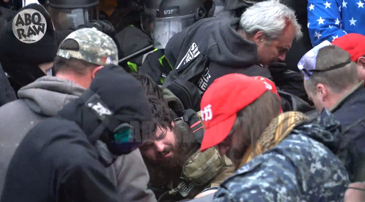 Gadsden hat: Don't Tread on Me lower left. Bandana. American eagle costume.  #SeditionHunters