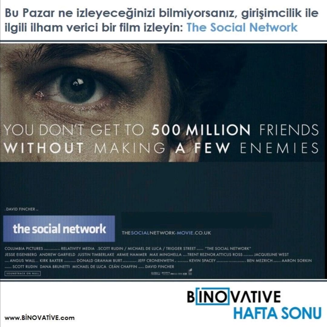 BinovativeB's tweet photo. #binovative #girişimcilik #inovasyon #thesocialnetwork #film #haftasonu https://t.co/vG3ynamdk2
