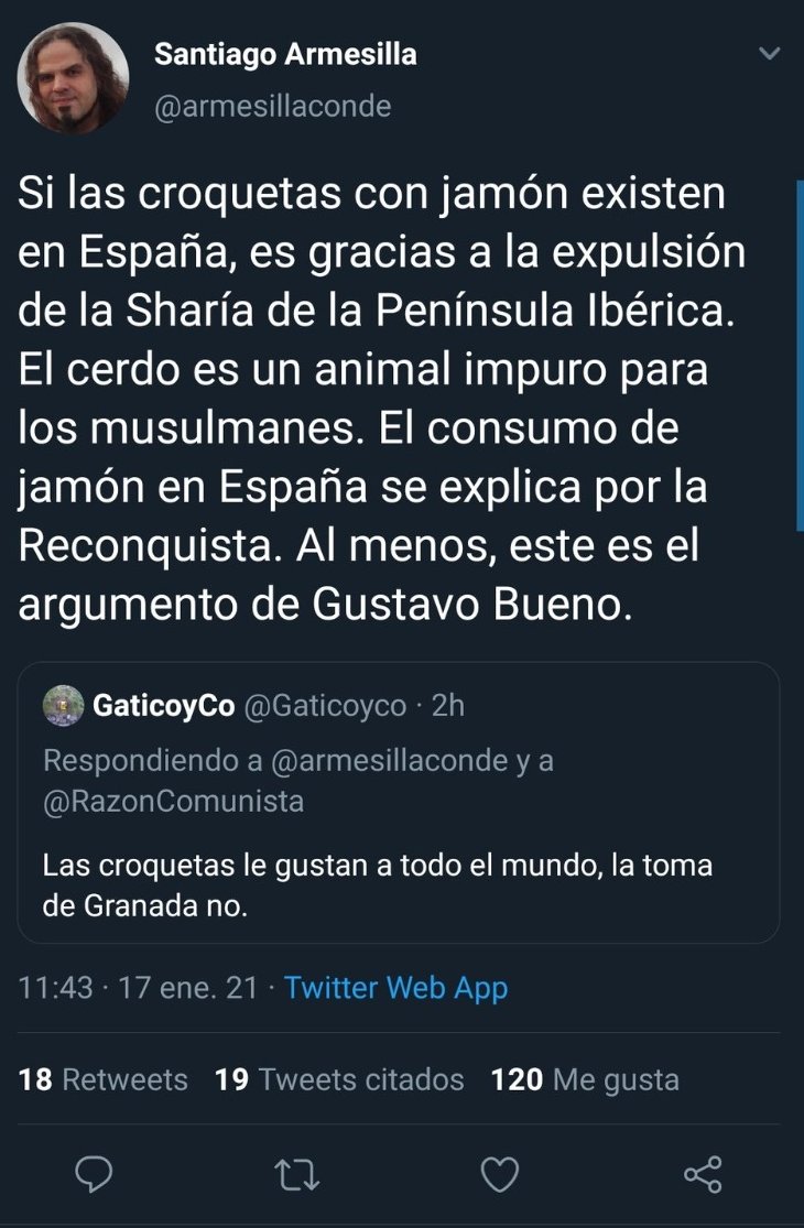 avillegas__'s tweet photo. Hay que dar las gracias a... *gira una ruleta* La Reconquista por *tira unos dados* las... croquetas de jamón https://t.co/9qeJGYwTA3