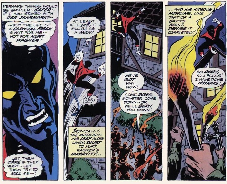 At the same time we should note that Kurt has literally been chased by torch-wielding mobs over his mutation, so his decision may be motivated by simple self-preservation more than anything. 3/8