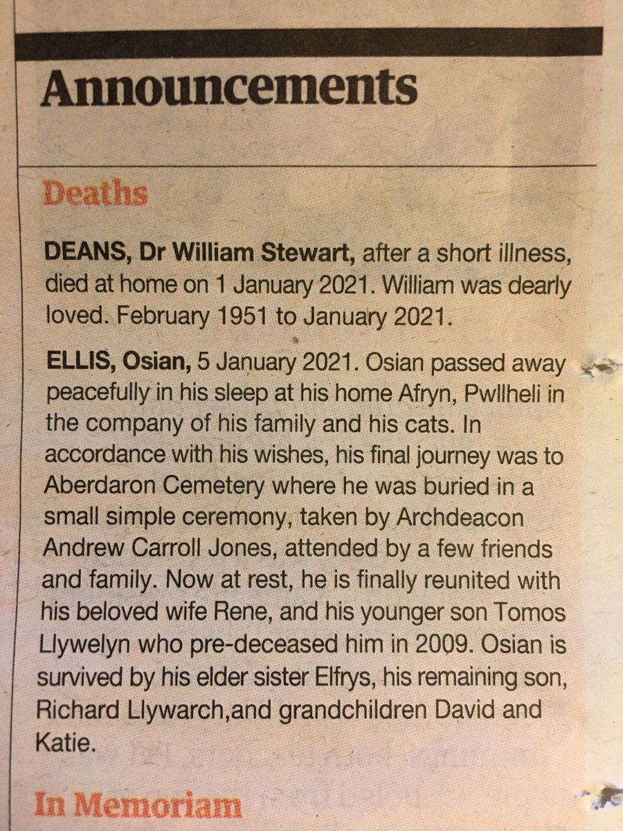 Such a moving announcement about Osian Ellis who passed away peacefully “in the company of his family and his cats”.

He is now laid to rest in the cemetery at R.S. Thomas’s  church in Aberdaron. I took the pic on a memorable visit to that beautiful spot on the Llyn Peninsula.