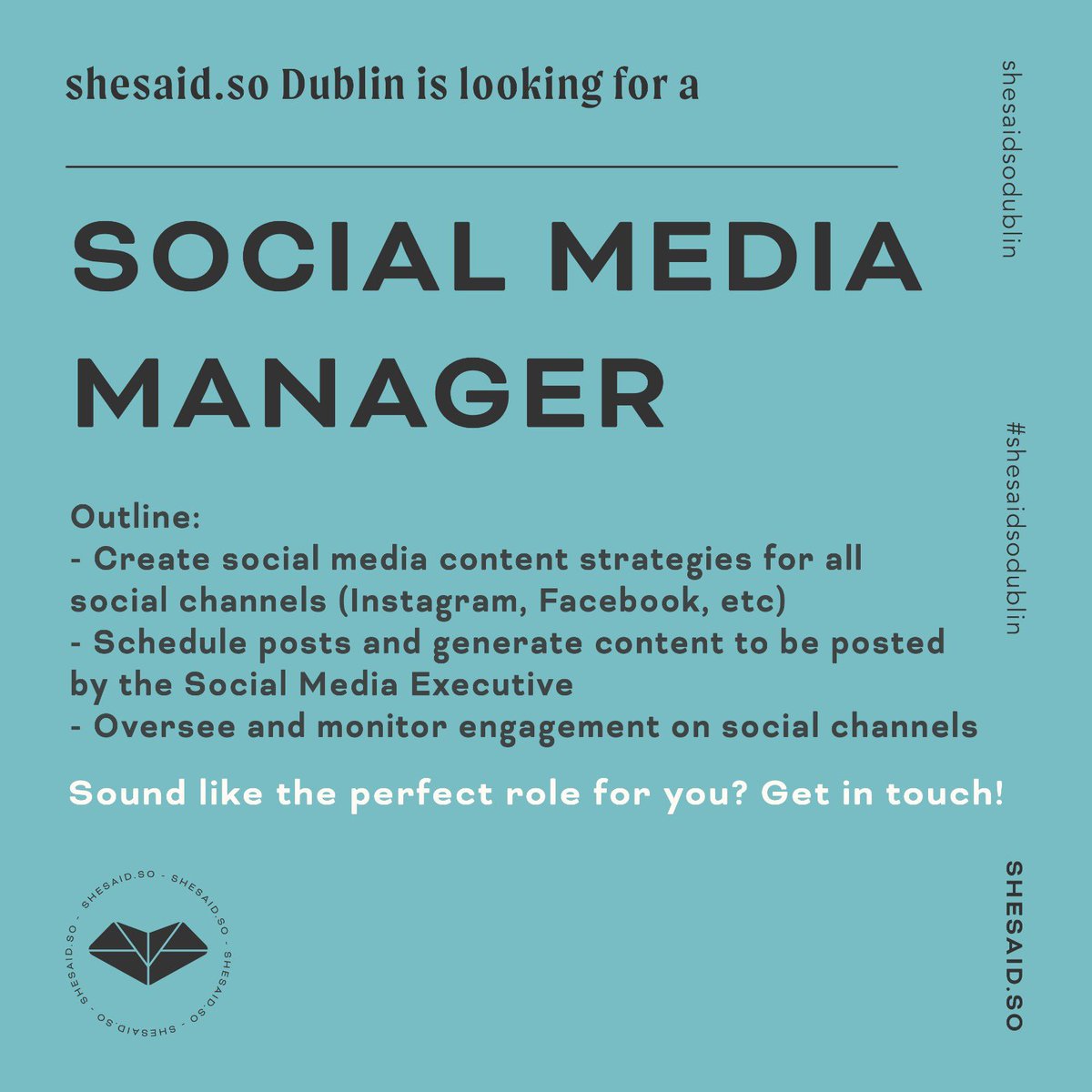 ShesaidsoD's tweet photo. 📣 Call for Volunteers 📣 

Have you got crazzzzyyy social media skills ? ✨

Want to help us grow our socials and build our community?!

We wanna hear from YOU!😍 Let us know: https://t.co/f2TzSrM4nl https://t.co/v7Mw2GuBVZ