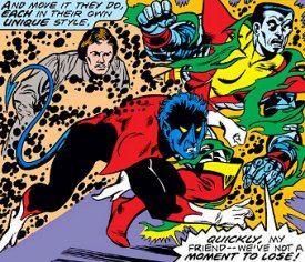 In early issues, Kurt uses an image inducer to hide his mutation in public, reflecting his desire to blend in, while the fact that he chooses to look like Errol Flynn reflects his desire for an even broader form of acceptance – success, fame, popularity. 2/8