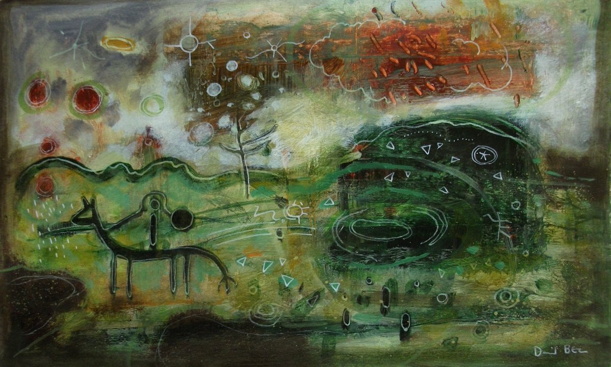 tp728 Horse Riders Tale acrylic and oil on paper 9x15 inches. #folklore #myth #legend