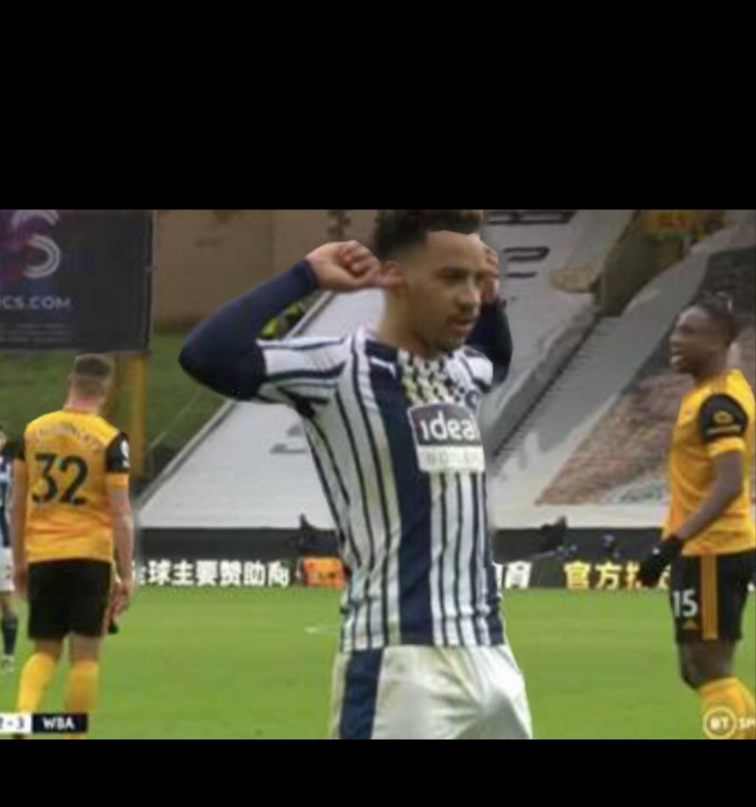 TibbettsMandy's tweet photo. Even the Wolves player had the final score on his shirt.  Boing Boing 💙⚽️🤍 @MatheusPereira https://t.co/VWDtPfPkxc