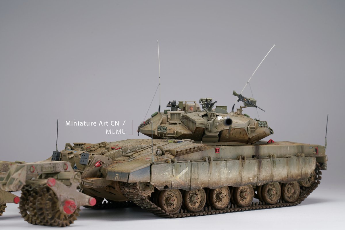 1/35 Merkava Mk.3D LATE LIC &amp; Heavy Mine Roller system by Mumu Zheng #プラモデル #プラモ