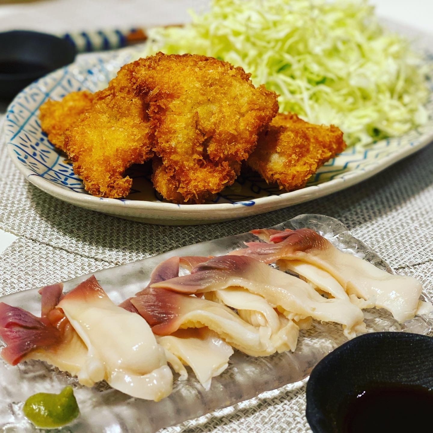 松野泰己 昨夜に続きホッキ貝づくしの夕食 夕方から下処理し 刺身 フライ 天ぷら かき揚げをいただく 美味い また取り寄せよう ホッキ貝