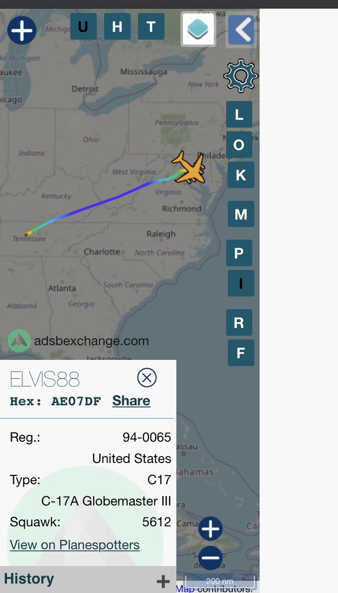 Busy morning over Washington DC with several military transport aircraft shipping troops & equipment into Andrew’s AFB to defend inauguration against violent Trump insurrectionists. This C-17 from Tennessee just passed over my house.  #Insurrection2021  #Inauguration2021