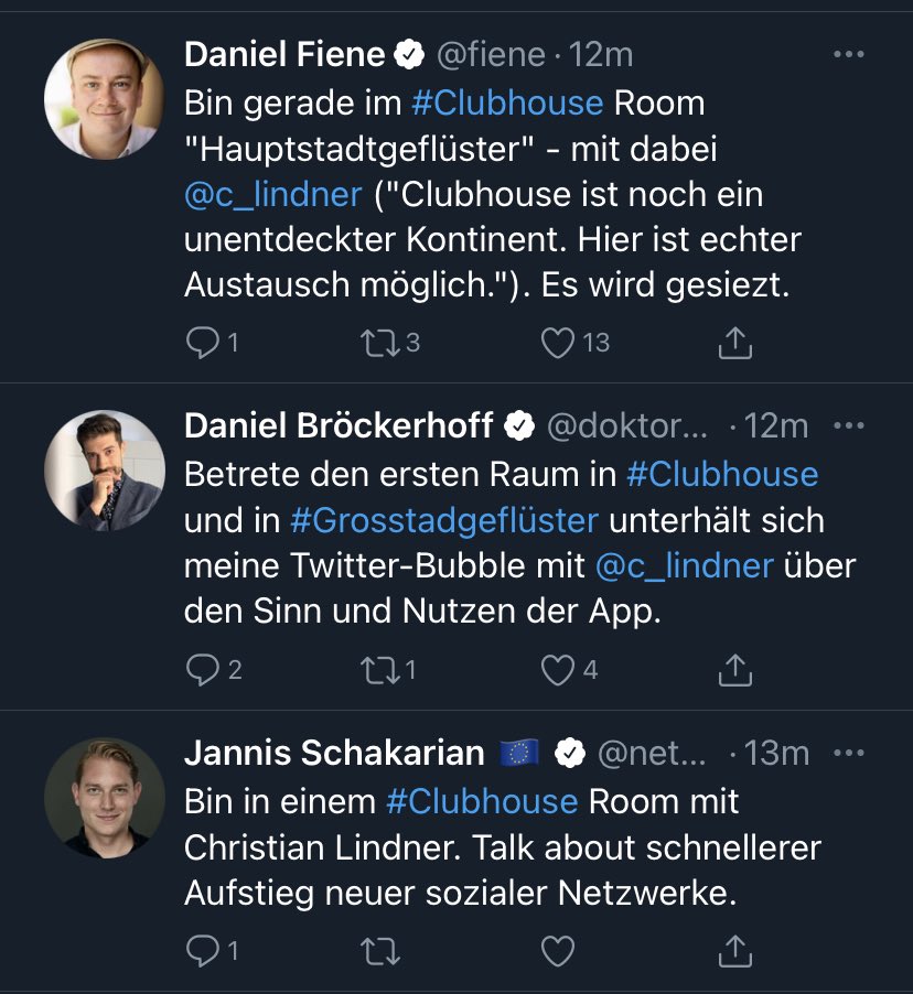 hierunten's tweet photo. @mlle_krawall Also hier schonmal nicht. Interessant wäre, die Invite-Verteilung mit Genderaufschlüsselung zu kennen. #Clubhouse https://t.co/a1Ds5wbQ5A