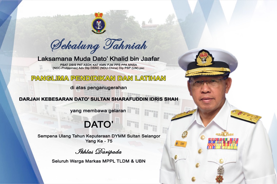 Sekalung Tahniah diucapkan kepada YBhg PPL atas penganugerahan Darjah Kebesaran Dato' Sultan Sharafuddin Idris Shah yang membawa gelaran Dato'
<a href="/imtkhalid/">Khalid bin Jaafar</a>
<a href="/AzharAdam20/">Azhar Adam</a>
<a href="/reza_azeranil63/">reza</a>
<a href="/tldm_rasmi/">Royal Malaysian Navy</a>