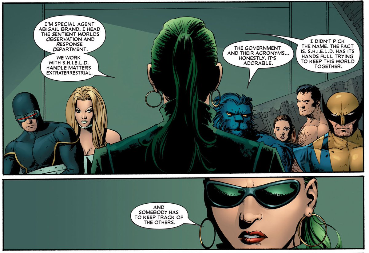 Dans les comics, le S.W.O.R.D est l’organisation qui gérait les menaces extraterrestres “Sentient World Organisation Response Division” et qui devient, pour le MCU : “Sentient Weapon”. Donc le département des “Armes Conscientes”, un peu comme la puissante Wanda !