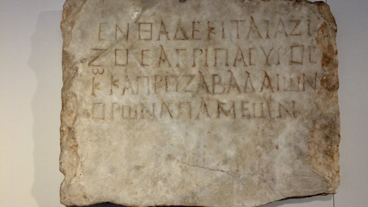 Azizos, son of Agrippa, moved 3500 km from a village of Kaprozabadaion near Apamea in Syria to Trier in what is now Germany where he died and was buried at the end of the 4th century. Multilingual, multicultural and highly connected Late Antiquity. 1/