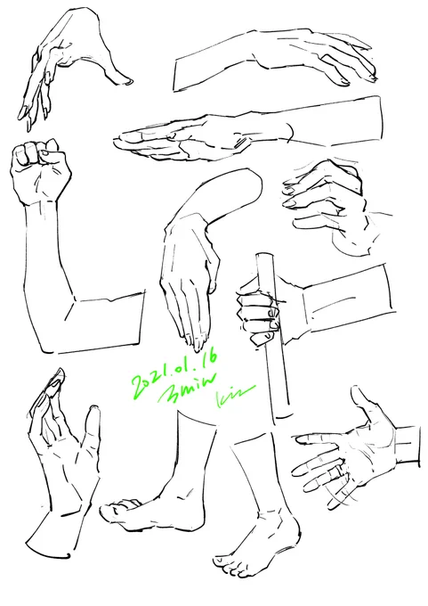 手が描けなすぎたので練習した 