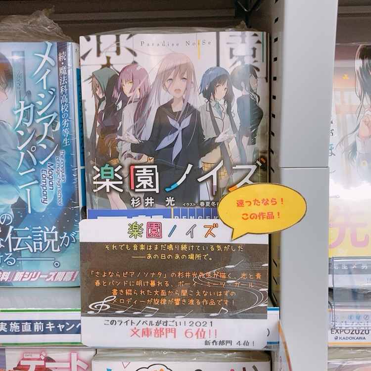 アニメイト岡山 アルバイトスタッフ募集中 おすすめのライトノベル このライトノベルがすごい 21 にて 文庫部門 6位 新作部門 4位 を受賞しました さよならピアノソナタ の杉井光先生の最新作 楽園ノイズ 既刊のノベルの