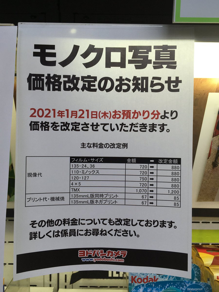 ちゃんぽん桜山 写真好き ヨドバシカメラ出し コダック系の現像価格改定 ヨドバシカメラ 現像価格