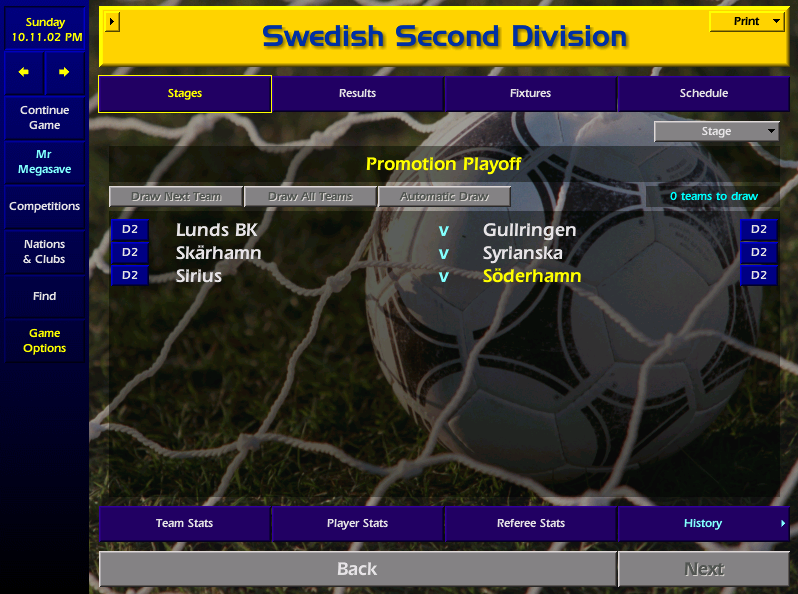 Oh what the heck is this? Despite winning the league, Sune breaks the news to me that we may not be "up" after all. We need to beat East Svealand Champions Sirius over 2 legs to make it into Division 1